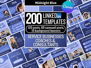 200 Blue Linkedin Templates for Service Businesses, Coaches, Consultants | Edit in Canva - Etsy