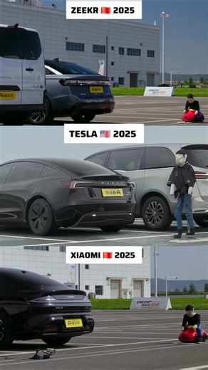 ZEEKR vs TESLA vs XIAOMI 2025 – Reverse AEB Test… Who Stops Before Impact?