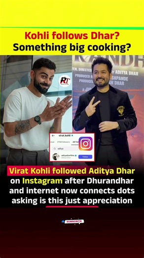 Kohli ne follow kiya Aditya Dhar 👀🔥 Kuch bada pak raha hai? #viratkohli #shortvideo #yt