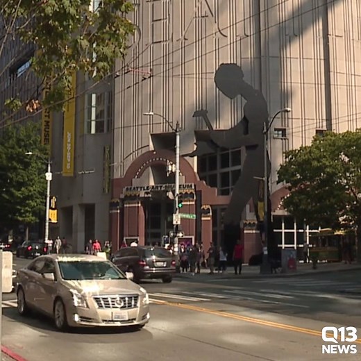 The Hammering Man at the Seattle Art Museum took the day off today. He actually does it every Labor Day to honor local workers. | FOX 13 Seattle