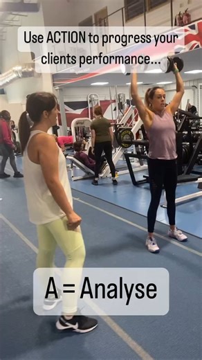 Use ACTION to progress your clients performance on any exercise ACTION is a simple acronym to improve how you instruct every exercise with your client Implement this immediately with your next client A= Analyse Observe your clients movements from all angles C = Correct If you notice any joint out of alignment, or the movement isn't being performed properly, correct this immediately T = Teaching points Give points and cues throughout the exercise to encourage your client, reassure them and also t