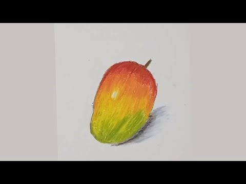 How to Draw a Realistic Mango with Oil Pastels