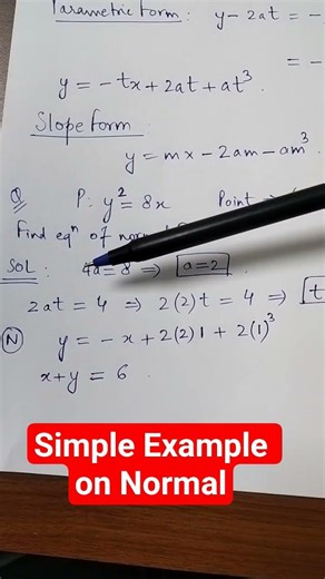 Find Equation of normal using Parametric Form #Point is given