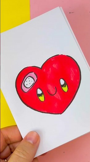How to draw a kawaii heart step by step