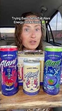 trying every NEW fall Alani energy drink flavor 🍏🧡 #alani #energydrink #newfood #drinkreview