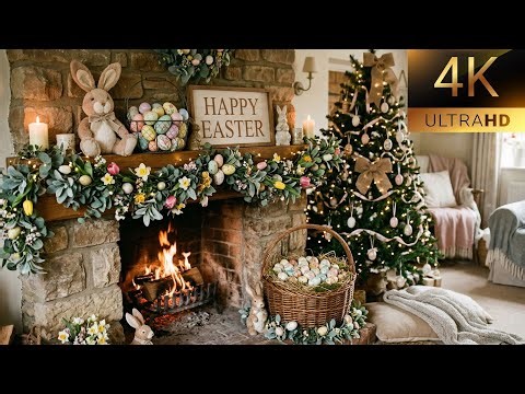 🔴 LIVE Relaxing Easter Fireplace 🐰🔥 | Spring Ambience for Focus & Chill