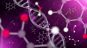 Chemistry abstract molecule bonds and dna chain loop animation.