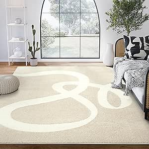 Amazon.com: Abani Deco Collection Area Rug - Beige Modern Abstract Ribbon Design - 2' x 3' - for Living Room, Bedroom & Office : Home & Kitchen