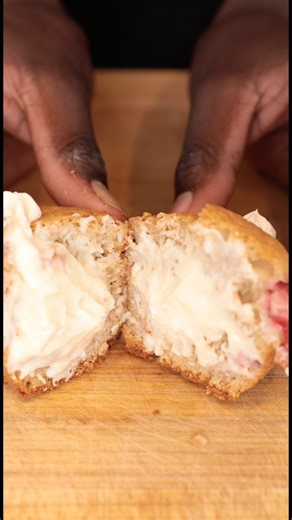 Making Strawberry Cheesecake Muffins with the newest @krusteaz product - the Cheesecake Muffin Mix. I likMakeItKrusteazyle extra cream cheese to the filling #ad #MakeItKrusteazy | cooking with William