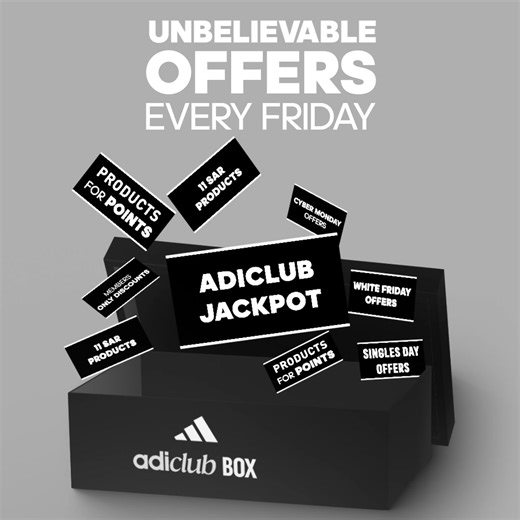 Unlock rewards with adiClub Box every Friday! Sign up on the adidas app and get access to exclusive perks. | adidas Arabia