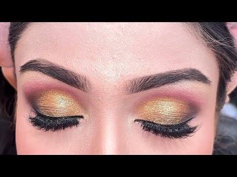 Golden Glitter Eyes Makeup | Shimmer Glam