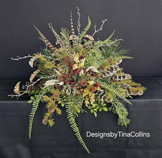 Woodland Floral Rustic Fireplace Mantle Floral: Lodge Decor Arrangement - Etsy