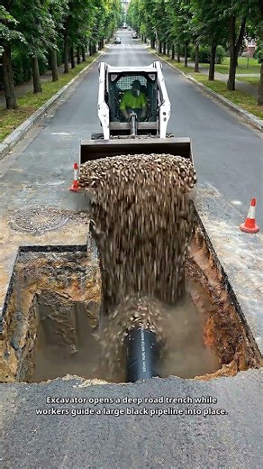 Massive Road Sinkhole Repaired With New Pipeline.