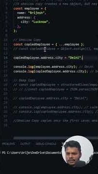 Interview Questions | JavaScript | shallow copy Vs Deep copy