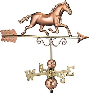 Good Directions Polished Copper Galloping Horse Weathervane – Decorative Rooftop Accent for Barns, Homes, Sheds, and Cupolas – Durable & Handcrafted