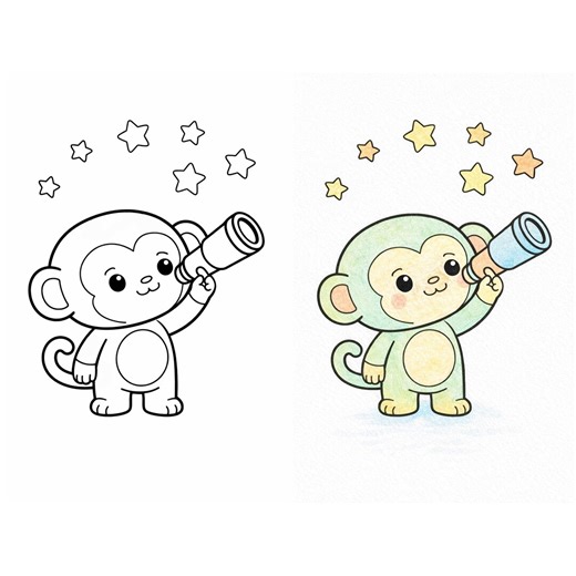 Monkey Coloring Book Printable PDF, Cute Monkey Activity Pages for Kids, Easy Toddler Coloring Sheets, Instant Download - Etsy