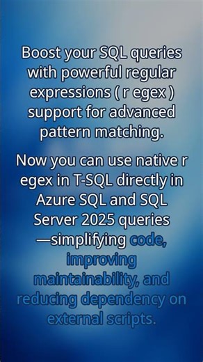 🚀 Azure SQL Database: Regex support in T-SQL #Shorts