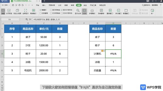 【表格逻辑函数】IFNA函数 改变错误值