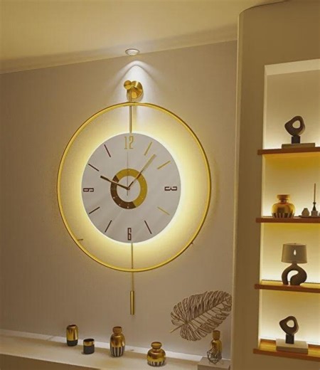 Large LED Gold Wall Clock, Modern Minimalist Decor, Silent Quartz Movement - Etsy