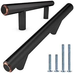 ALPINE HARDWARE American Owned Solid Stainless Steel Euro Bar Cabinet Handle Drawer Pull (1/2-inch Diameter) 7 1/2 inch Length (5-inch Hole Center) Oil-Rubbed Bronze 5-Pack