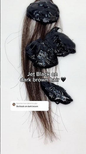 Jet Black semi-permanent color mask on dark brown hair 🖤 Pallure Color Pigment Refresher
