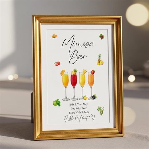 Mimosa Bar Sign Template, Printable Modern Champagne Brunch Sign, Canva Template Instant Download - Etsy