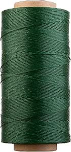 Flat Waxed Thread for Leather Sewing Thread - Polyester Waxed Leather Thread Waxed String - 273 Yds 150D 0.8mm Waxed Cord for Leather Stitching Car Sofa (Forest Depths)