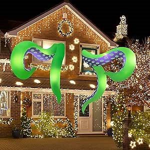 7.2FT Christmas Inflatable Outdoor Decorations, 2 Pack Giant Blow Up Xmas Roof Decor, Lighted Inflatables Octopus Tentacles for Truck,Yard, Party