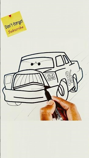 Chick Hicks from Pixar Cars Drawing Tutorial - Lightning McQueen #chickhicks #lightningmcqueen
