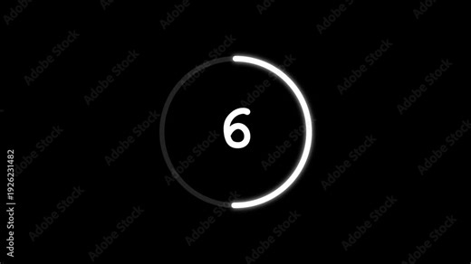 Minimalist White Circular Countdown Timer Sequence on Black