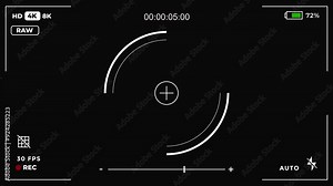 Camera Digital Viewfinder Recording Preview Screen, Camera viewfinder. Viewfinder camera recording. Camera recording screen overlay black background, Illustrated frame of the video camera screen. Stock Video