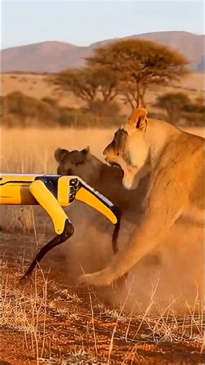 Lioness Protects Her Cub from a Curious Robot Dog | Nature 2055 #shorts #viralshorts