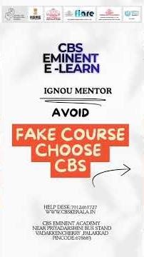 IGNOU|വ്യാജ കോഴ്സുകൾ എല്ലായിടത്തും… CBS തിരഞ്ഞെടുക്കൂ ⚠️🎓HELP DESK-7012461727