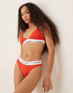 Calvin Klein Modern Cotton lightly lined triangle bralette in red | ASOS