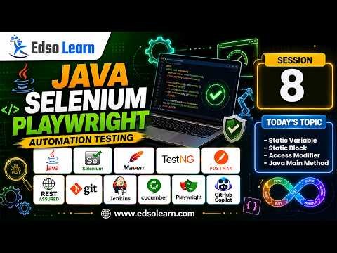 Static Variable | Static Block | Access Modifier | Java Main Method | Session 8 | Edso Learn