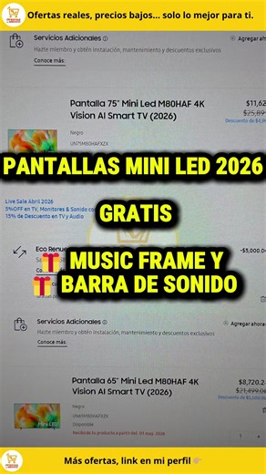 Nuevas pantallas Samsung mini led 2026 con cupones y músic frame gratis #cuponessamsung #ofertasdemexico #m80haf