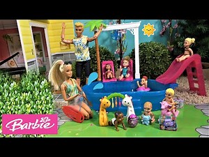 Barbie and Ken: Barbie Swim School in Barbie Glam Pool and Ken Taking Care of Babies in Barbie House