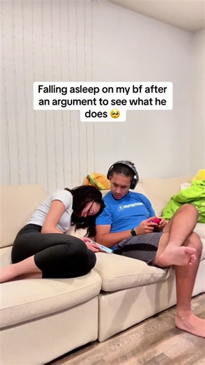 Falling asleep on my bf after an argument,my heart is melting 🥹#funny #couple #couplecomedy #husbandwife