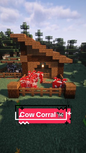 Wooden Cow Corral🐄 Minecraft Tutorial #Minecraft #tutorial #howtobuild #survival #minecrafttutorial #wooden #minecraftideas #house #minecraftbuilding #foryou #fyp #corral #cow