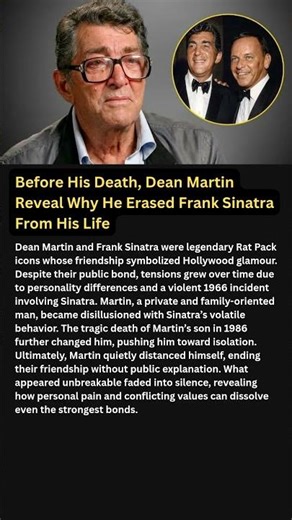 Before His Death, Dean Martin Reveal Why He Erased Frank Sinatra From His Life #shorts