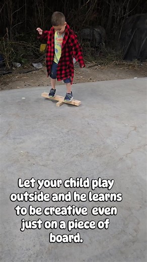 1.1K views · 19 reactions | Let your child play outside and he learns to be creative even just on a piece of board. #outdoorlife #countryliving #countryboy #simplethings #mylittlesunshine @topfans Kirstien Lumantas Sharp | The Sharp Family | Facebook