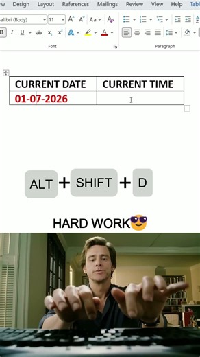 Insert current date and time in ms word in 3 seconds! 😱 #msword #office #document #shorts #Microsoft