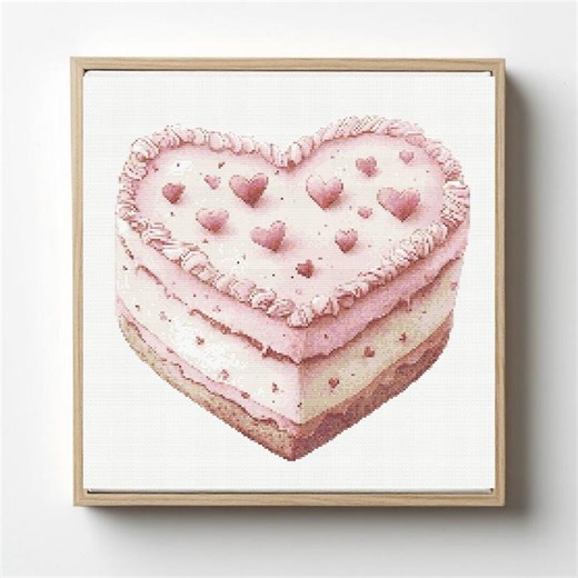 Pink Cake Cross Stitch Pattern: Festive Baked for Valentine's Day (PDF) - Etsy