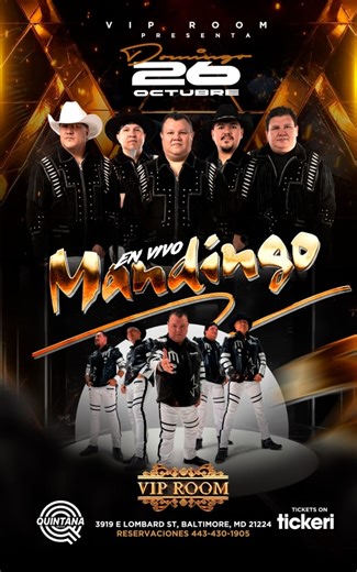 Mandingo en Baltimore  in Baltimore - Tickets 2025-10-26 | VIP Room
