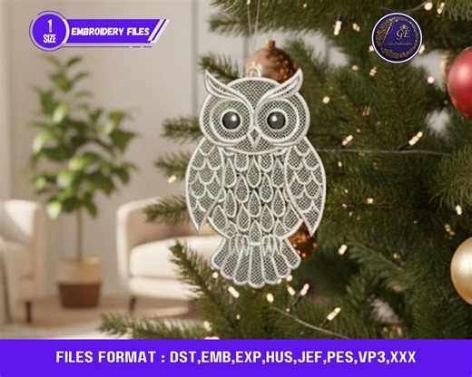 Free Standing Lace Owl Embroidery Design, Snowy Guardian, Celtic Style Instant Download - Etsy
