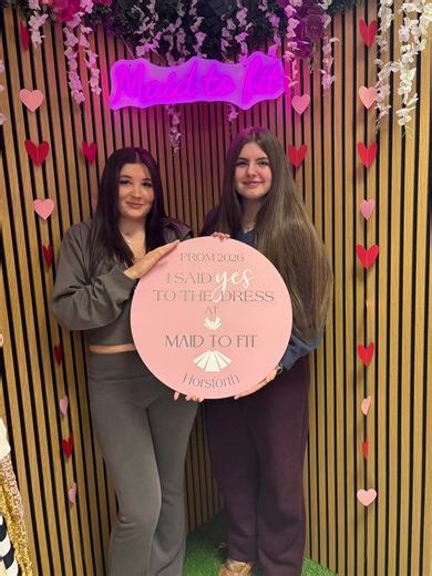 What a gorgeous appointment with these gorgeous girls 💖💖 You both look incredible 🔥 £99 reserves your dream dress! #dreamdress #promdress #year11prom #promqueen #horsforth