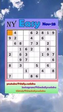 The New York Times Daily #Sudoku 2025-11-28 Easy #puzzle #games #education #braingames