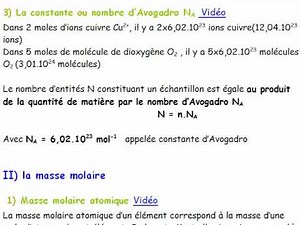 cours seconde / ch9: quantité de matière, la mole / I-2 le nombre d'Avogadro