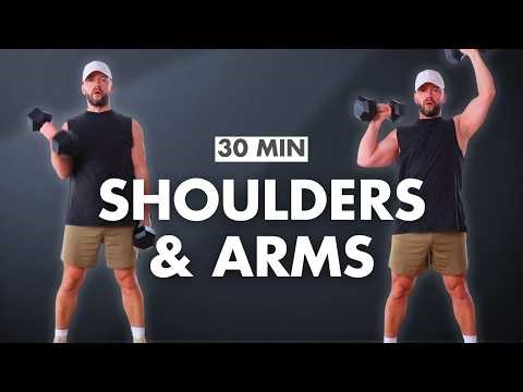 30 MIN SHOULDERS & ARMS WORKOUT 💪 Dumbbell Upper Body Strength at Home