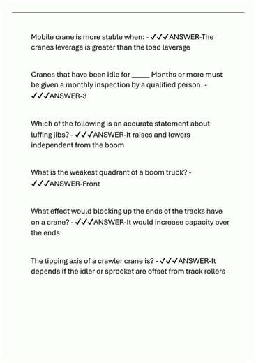 NCCCO CORE EXAM NCCCO Core Exam ACTUAL EXAM QUESTIONS AND CORRECT ANSWERS VERIFIED ANSWERS GRADED A7